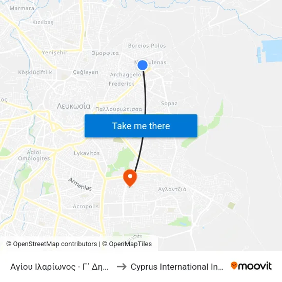 Αγίου Ιλαρίωνος - Γ΄ Δημ. Σχολείο Καϊμακλίου 2 to Cyprus International Institute Of Management map