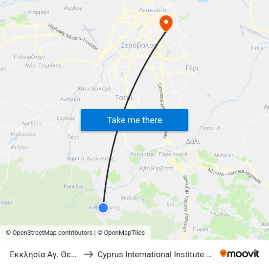 Εκκλησία Αγ. Θεράποντα 1 to Cyprus International Institute Of Management map