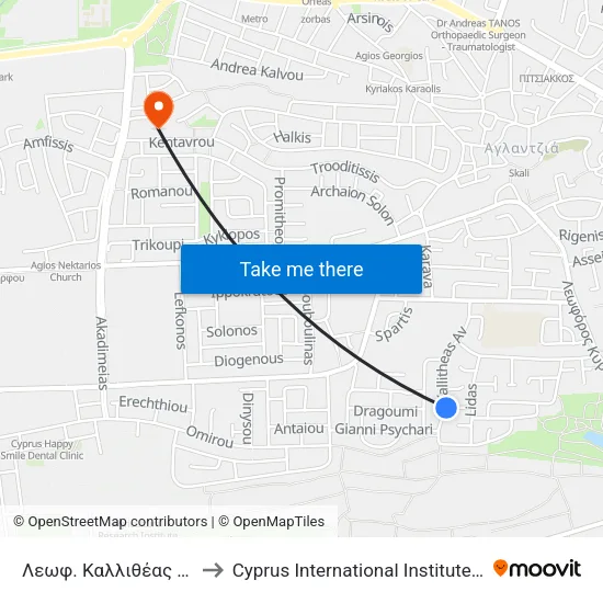Λεωφ. Καλλιθέας - Αταλάντης to Cyprus International Institute Of Management map