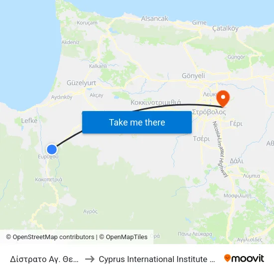 Δίστρατο Αγ. Θεοδώρου 2 to Cyprus International Institute Of Management map