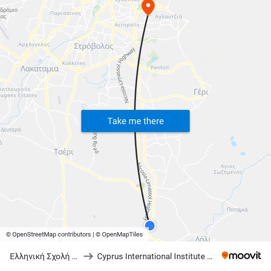 Ελληνική Σχολή Φόρουμ 2 to Cyprus International Institute Of Management map