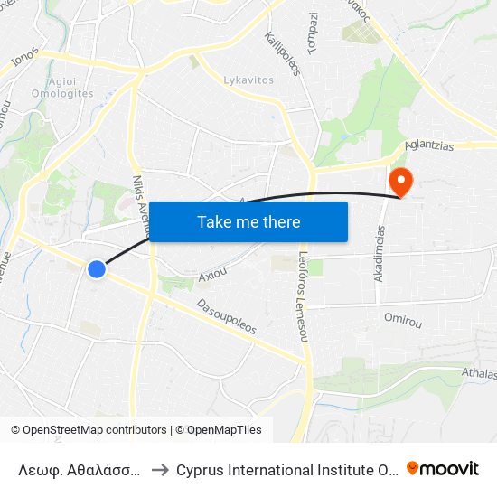 Λεωφ. Αθαλάσσας - Ηούς to Cyprus International Institute Of Management map