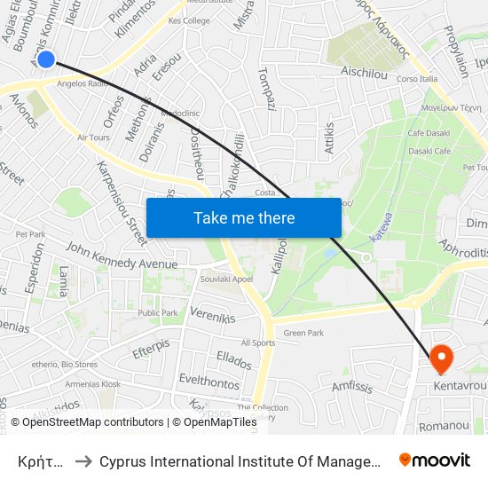 Κρήτης to Cyprus International Institute Of Management map