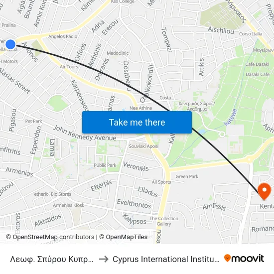 Λεωφ. Σπύρου Κυπριανού - Α.Η.Κ. 2 to Cyprus International Institute Of Management map