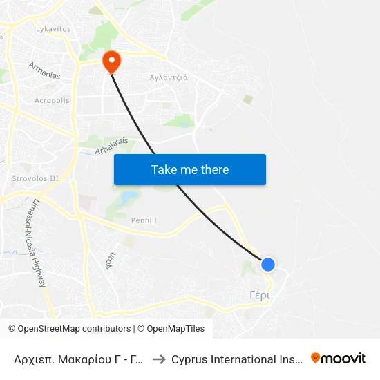 Αρχιεπ. Μακαρίου Γ - Γεωργίου Παπανδρέου to Cyprus International Institute Of Management map