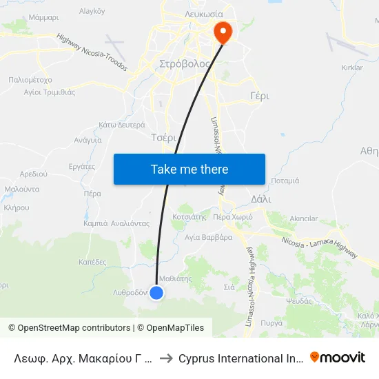 Λεωφ. Αρχ. Μακαρίου Γ  Γεωργίου Παπαχρίστου 1 to Cyprus International Institute Of Management map