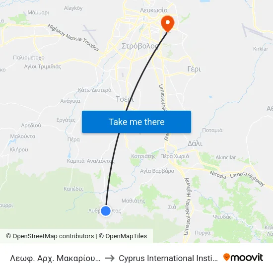 Λεωφ. Αρχ. Μακαρίου Γ - Αγίας Μαρίνας to Cyprus International Institute Of Management map