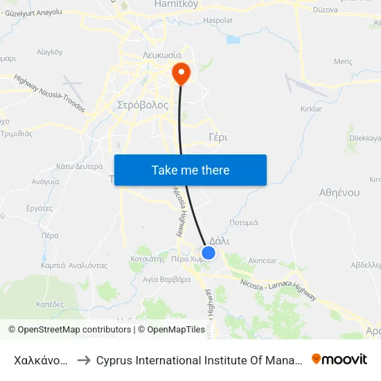 Χαλκάνορος to Cyprus International Institute Of Management map