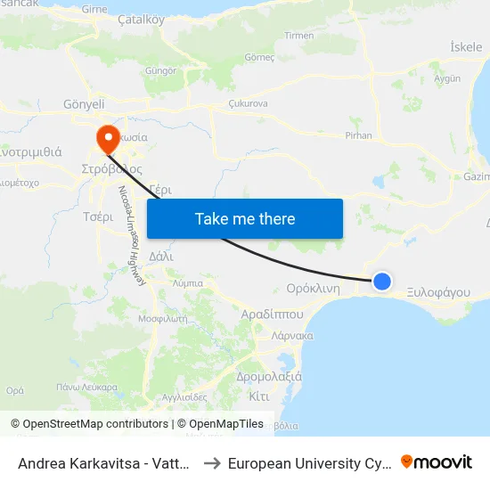 Andreas Karkavitsas - Vattaina to European University Cyprus map