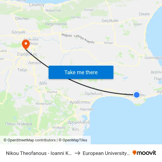 Nikos Theofanous - Ioannis Kapodistrias to European University Cyprus map