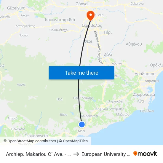 Archbishop Makarios III Avenue - 3rd Stop to European University Cyprus map