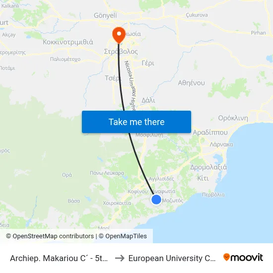 Archbishop Makariou C Avenue - 5th Stop to European University Cyprus map