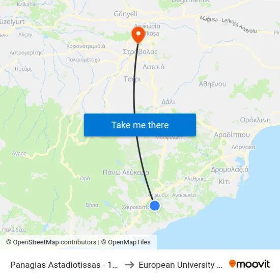 Panagia Astadiotissa - 15th Stop to European University Cyprus map