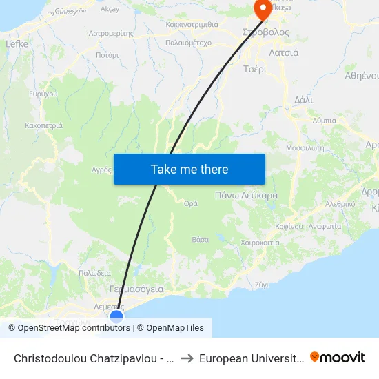 Christodoulou Chatzipavlou - Anexartisias to European University Cyprus map