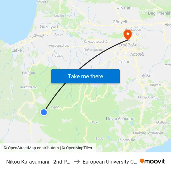 Nikou Karasamani - 2nd Pelendri to European University Cyprus map