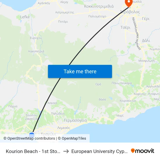 Kourion Beach - 1st Stop 2 to European University Cyprus map