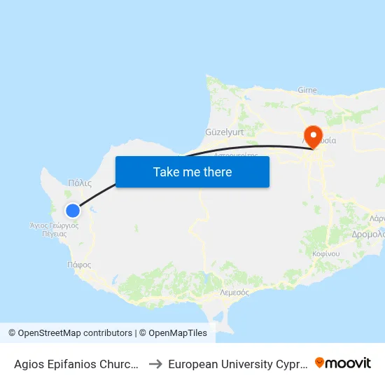 Agios Epifanios Church 2 to European University Cyprus map