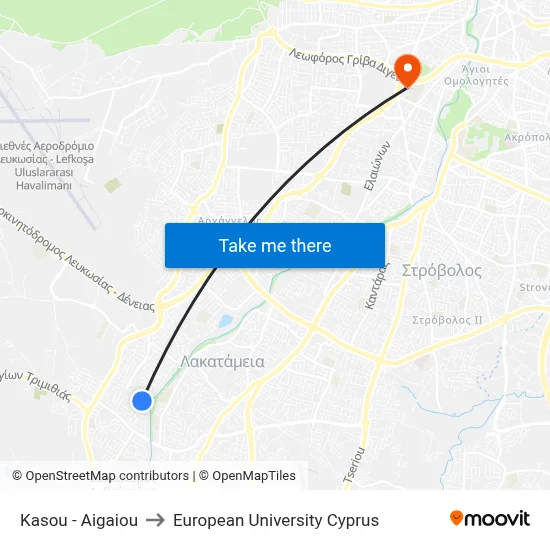 Kasou - Aegean to European University Cyprus map