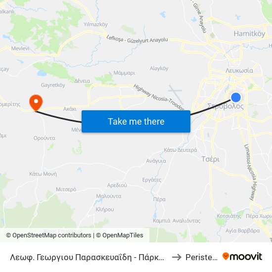 Λεωφ. Γεωργιου Παρασκευαΐδη - Πάρκο Ακρόπολης 1 to Peristerona map