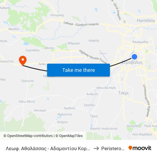 Λεωφ. Αθαλάσσας - Αδαμαντίου Κοραή to Peristerona map