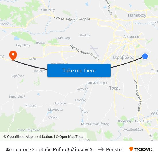 Fytoriou - Radio Station to Peristerona map