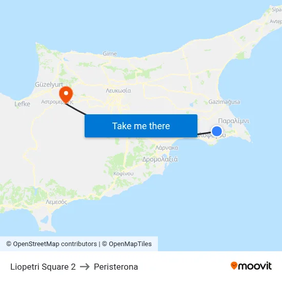 Liopetri Square 2 to Peristerona map