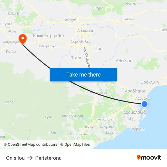 Onisilou to Peristerona map