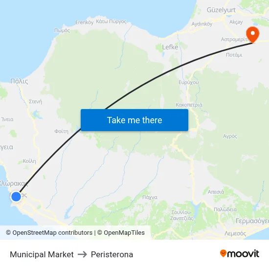 Municipal Market to Peristerona map