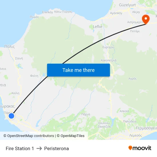 Fire Station 1 to Peristerona map