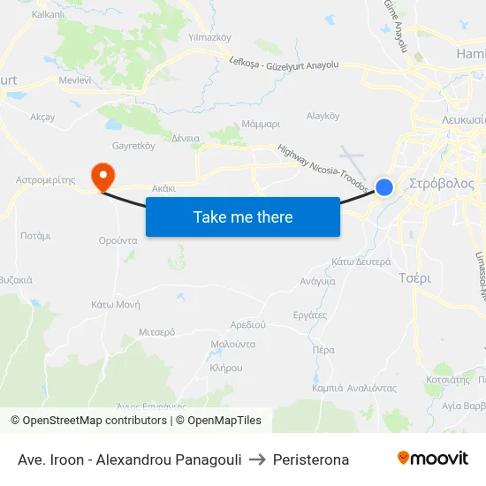 Heroes Ave. - Alexandrou Panagouli to Peristerona map