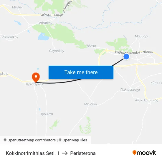 Kokkinotrimithias Setl. to Peristerona map