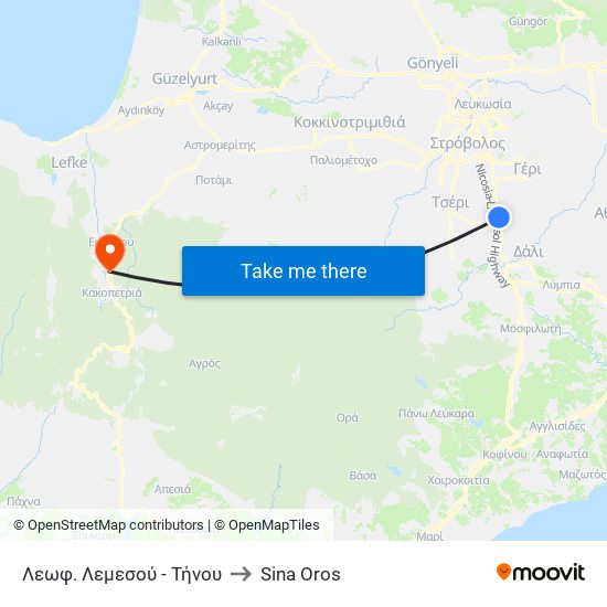 Λεωφ. Λεμεσού - Τήνου to Sina Oros map