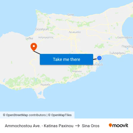 Ammochostou Avenue - Katinas Paxinou to Sina Oros map