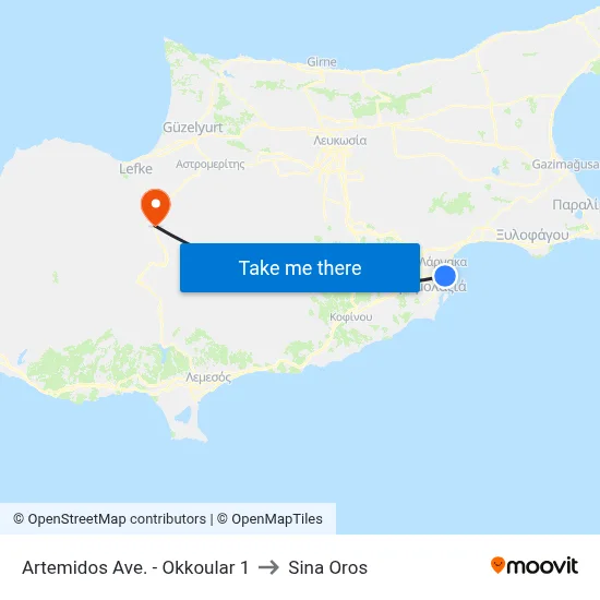 Artemidos Ave. - Okkoular to Sina Oros map