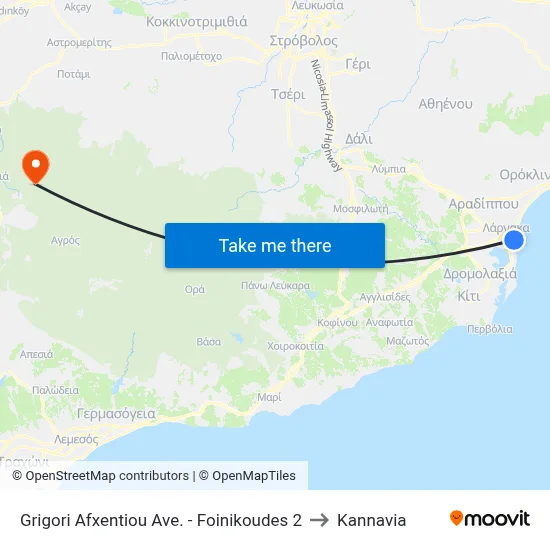 Grigori Afxentiou Ave. - Foinikoudes 2 to Kannavia map