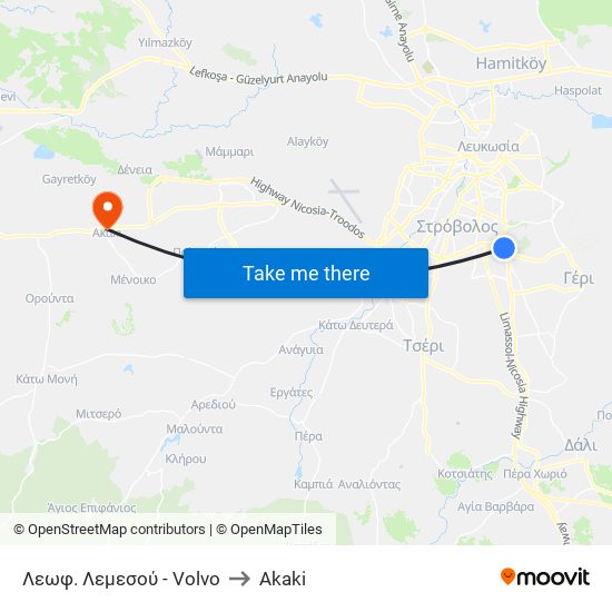 Λεωφ. Λεμεσού - Volvo to Akaki map