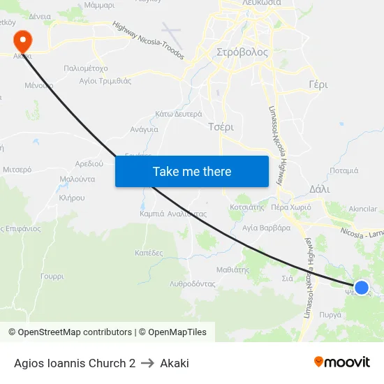 St. John's Church 2 to Akaki map