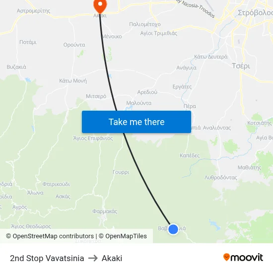 2nd Stop Vavatsinia to Akaki map