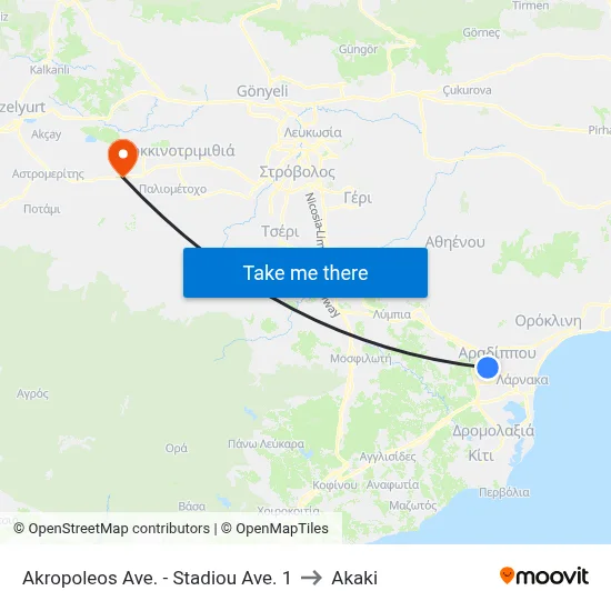 Acropolis Ave. - Stadium Ave. 1 to Akaki map