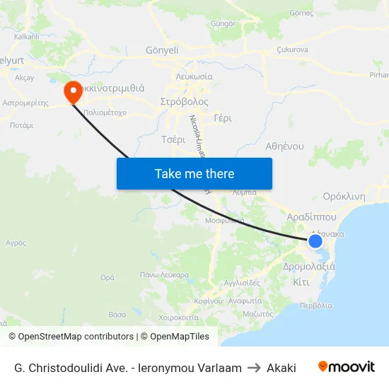 G. Christodoulidi Ave. - Ieronymou Varlaam to Akaki map