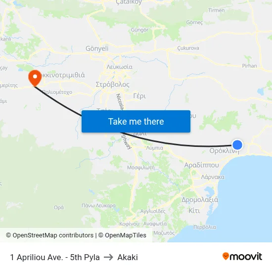1 Apriliou Ave. - 5th Pyla to Akaki map