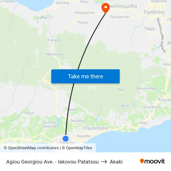 Agiou Georgiou Ave. - Iakovou Patatsou to Akaki map