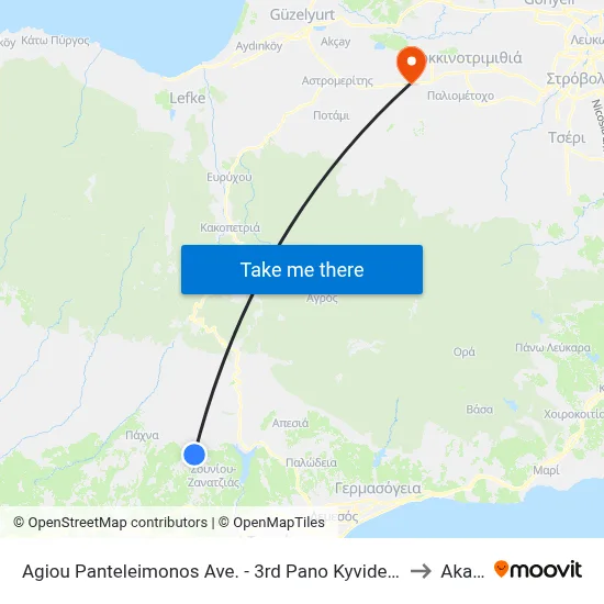 Agiou Panteleimonos Ave. - 3rd Pano Kyvides 1 to Akaki map