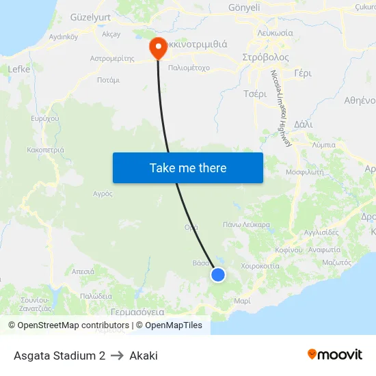 Asgata Stadium 2 to Akaki map