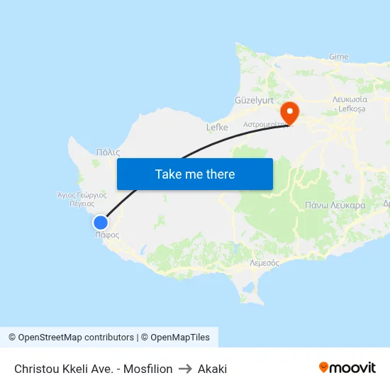 Christos Kkeli Ave - Mosfilion to Akaki map