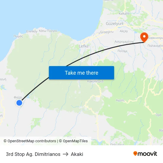 3rd Stop Ag. Dimitrianos to Akaki map