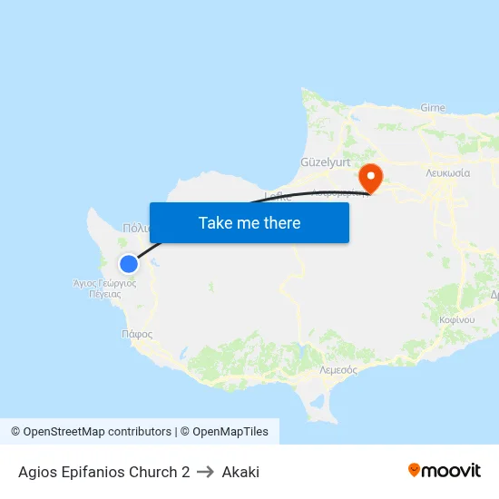 Agios Epifanios Church 2 to Akaki map