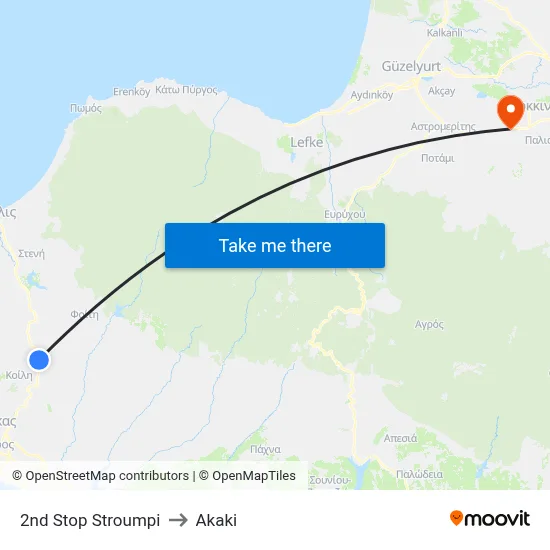 2nd Stop Stroumpi to Akaki map