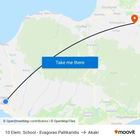 10 Elem. School - Evagoras Pallikaridis to Akaki map