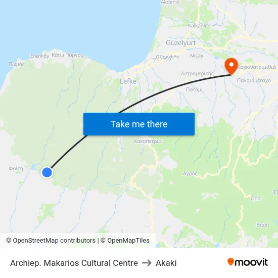 Archiep. Makarios Cultural Centre to Akaki map